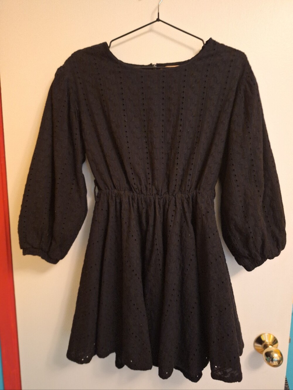 The Andamane Black Eyelet Mini Dress | Luxury Designer | Size S